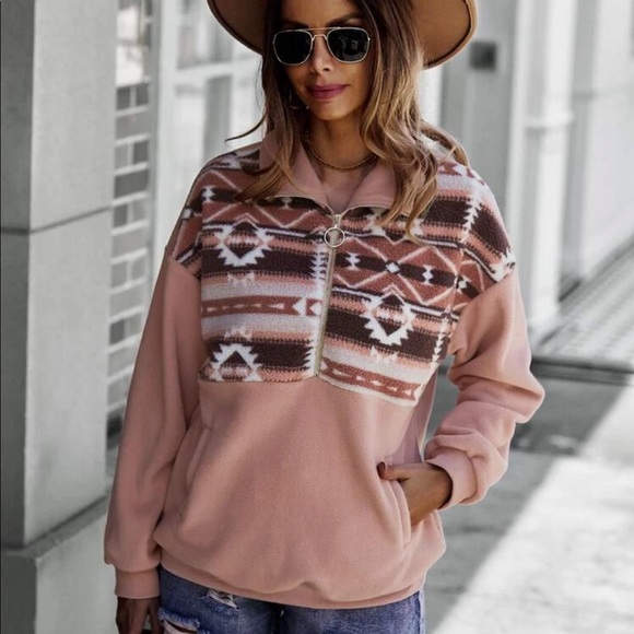 GeoPrint Half Zip Kangaroo Sweatshirt Size S NWT - Picture 1 of 2